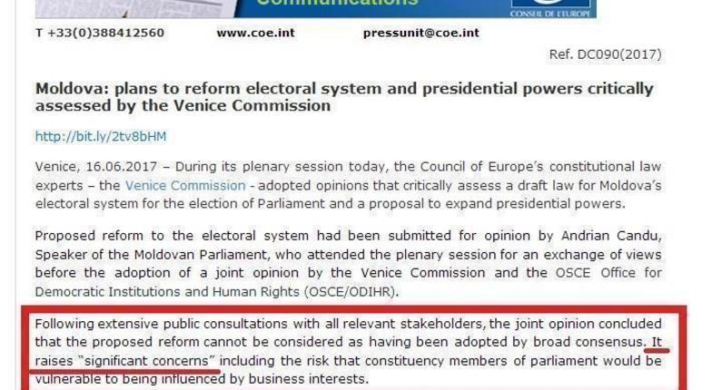Совет Европы отверг поддержанную Додоном и Плахотнюком реформу избирательной системы