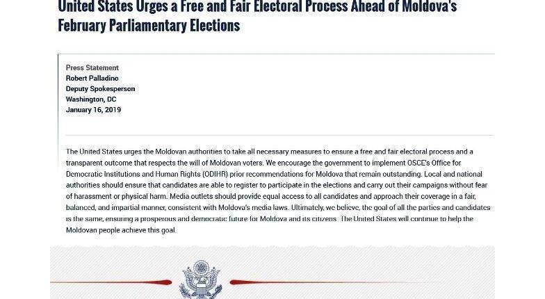 США предупредили молдавские власти о невыполненных рекомендациях по проведению выборов