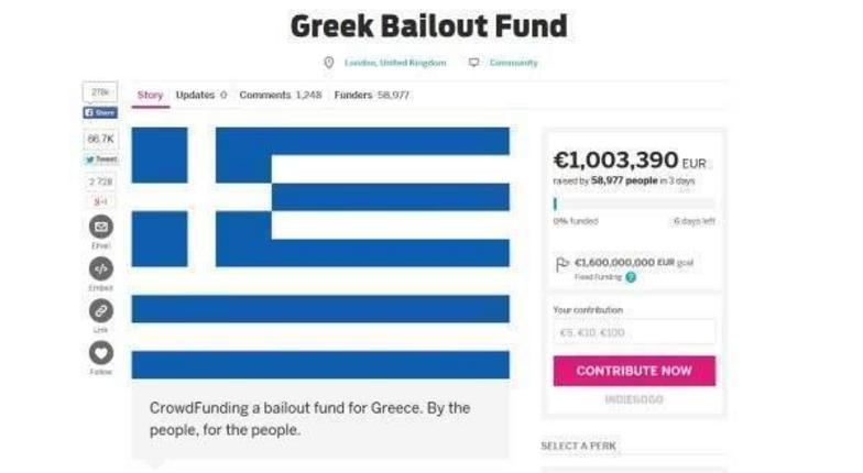 Интернет-пользователи собрали на помощь для Греции более миллиона евро