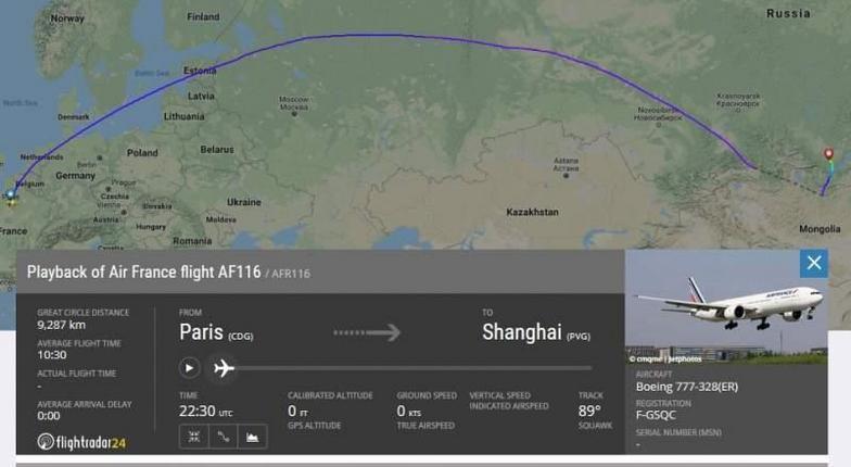 Самолет Париж-Шанхай совершил экстренную посадку в Иркутске