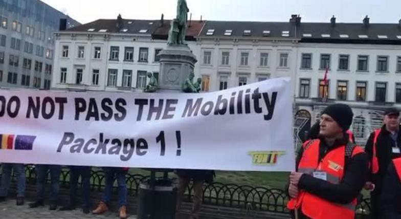 Румынские транспортники вышли на протест в Брюсселе