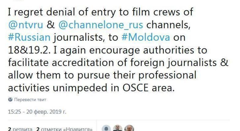 ОБСЕ сожалеет о высылке российских журналистов из Молдовы