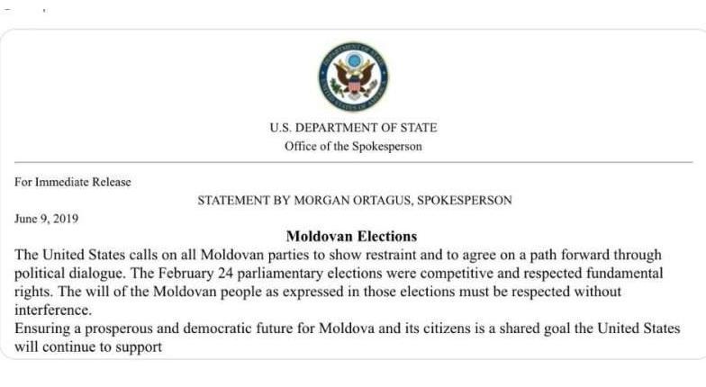 США предостерегают Молдову от развития силового сценария