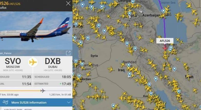 Самолеты Аэрофлота продолжают летать над Ираном